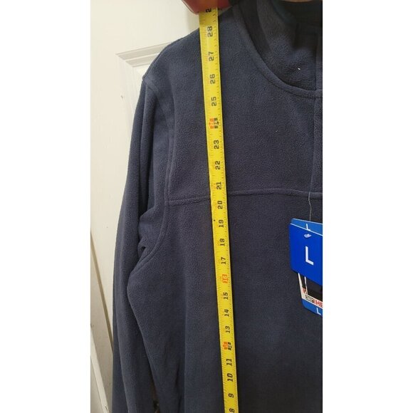 32 Mens Heat Navy Fleece Pullover Sweatshirt With Button Accents & Pocket Size L - Picture 7 of 10